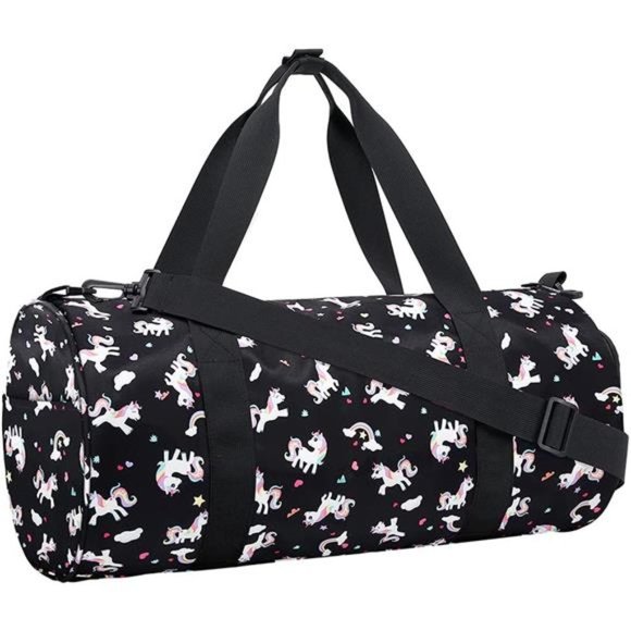 KIDS Duffle Bag Girls Kids Overnight Unicorn-Black
